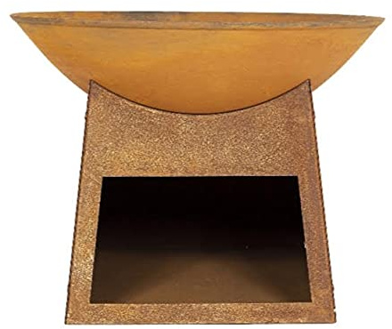 La Hacienda Karinta - Braciere moderno in ghisa con tronchi di legno, effetto ossidato