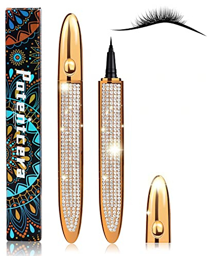 Flüssiger Eyeliner, wasserfest, magisch, selbstklebend, langanhaltend, nicht magnetisch, blühend, schnell trocknend, magnetisch, Schwarz Gold