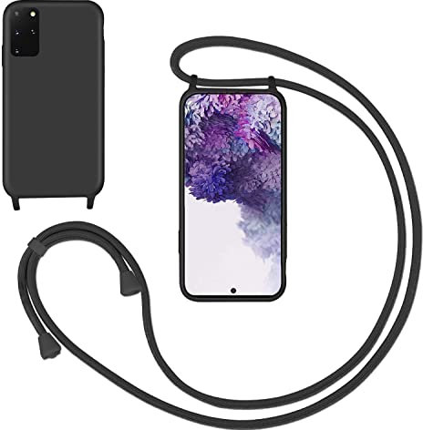 GoodcAcy Handykette Handyhülle für Samsung Galaxy S20 Plus,Smartphone Necklace Hülle mit Band Schutzhülle mit Kette zum umhängen Halskette Flüssig Silikon Case für Samsung Galaxy S20 Plus,Schwarz