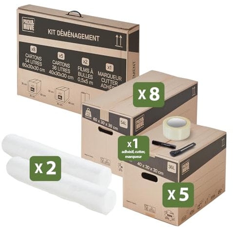 Pack and Move - Kit déménagement T1/T2 Complet - Transport Facile