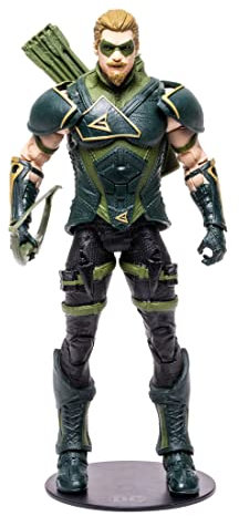 McFarlane Toys Age 12+, DC Gaming 7-inch Green Arrow Action Figure with 22 Moving Parts, Collectible DC Injustice 2 Game Figure with Stand Base and Unique Collectible Character Card – Ages 12+