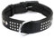 Monkimau Verstellbares Hundehalsband aus Leder für mittelgroße bis große Hunde | Robustes Halsband mit Nieten | Strapazierfähig | Schwarz (L-XL)