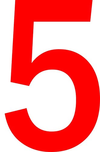 ShirtInStyle Zahlen selbsklebende Aufkleber, 10cm hoch, Haustür, Mülltone, Basteln, Boote, Nummern, Kennzeichen, KFZ, Türen, Spint, Umkleide, Hausnummer, Bootsnummer, ZAHL 5-10cm, rot