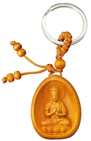 Fancychain Buddhistischer Glücksbringer Schlüsselanhänger buddha Budda Kopf Figur buddhismus Glück Ganesha Figur Klein Meditation Asia Geschenk-Idee Erfolg und innerer Ruhe