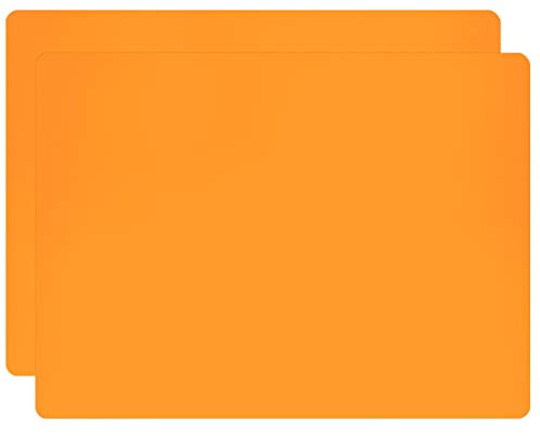 Silicone Placemats for Kids,2pcs Table Mat,Non Slip, Heat Resistant,Dishwasher Safe,40 x 30 cm Orange