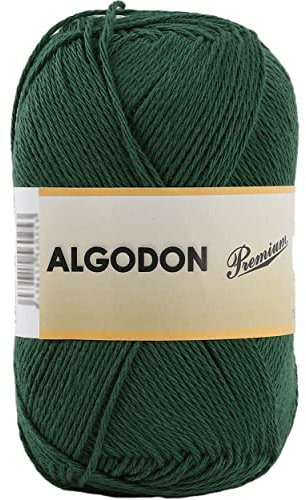 Hilo de Algodón Ovillo de Algodón 100% Perfecto para Tejer o para Ganchillo - Color Verde Botella 100gr 220metros