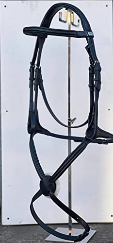 Equipride Anatomisches Zaumzeug mit rutschfesten Rinnen, Schwarz und Braun (Cob, Brown)