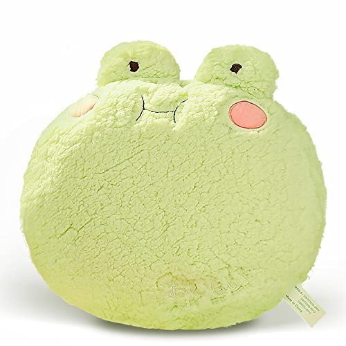 GRTLPOK 35 cm Frosch Plüsch Kissen Weiches Kuscheltier Cartoon Puppe Umarmungskissen Heimkissen Dekoration Geburtstagsgeschenke für Kinder (1. Green)