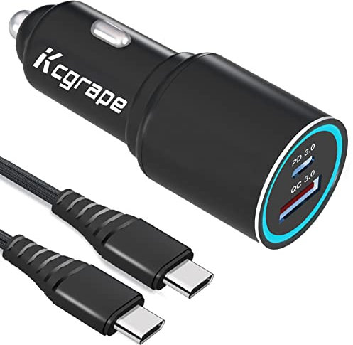 48W Caricabatterie Auto,Caricatore USB C 30W/USB A 18W per Samsung S24/S25 Ultra/S23 Plus/S22 S21 FE /A56 A55 5G A35 A36 A26 A15 A25 A54 A23 A33 A34 A53 A15 A16 iPhone 15 16 Pro Ricarica Rapida Cavo