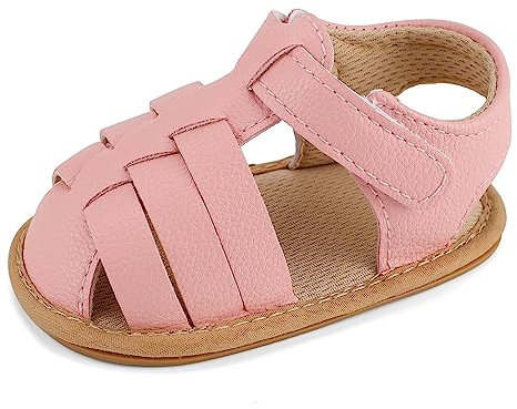MASOCIO Sandalias Bebe Niña Verano Cerrados Zapato Primeros Pasos Bebé Recién Nacido con Suela Goma Antideslizante Talla 20 12-18 Meses Rosa