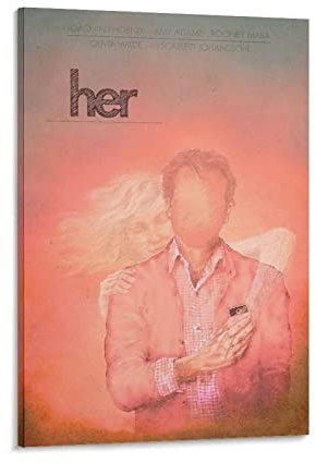 Filmposter Her Science Fiction, romantisches Poster, dekoratives Gemälde, Leinwand, Wandkunst, Wohnzimmer, Poster, Schlafzimmer, Gemälde, 40 x 60 cm