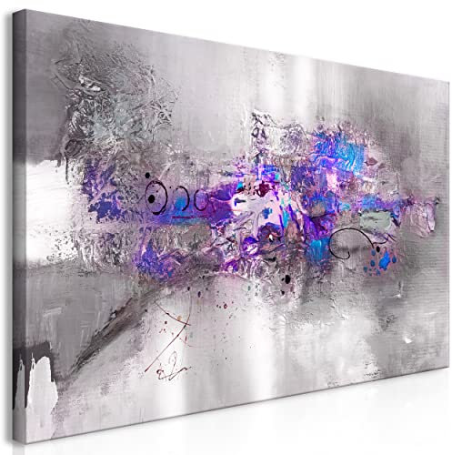 decomonkey Bilder Abstrakt 120x60 cm 1 Teilig Leinwandbilder Bild auf Leinwand Vlies Wandbild Kunstdruck Wanddeko Wand Wohnzimmer Wanddekoration Deko Modern Kunst Loft blau silber rosa