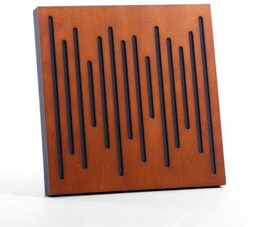 Bluetone Acoustic WaveFuser Wood - Akustikplatten aus Naturholz - Akustikpaneele - akustikschaumstoff 50x50cm (Teak)