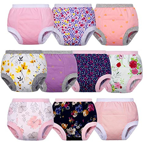 BIG ELEPHANT Baby Mädchen 6er-Pack Töpfchen-Unterwäsche, gepolsterte, saugfähige Blumen-Trainingshose für Kleinkinder, 2 Jahre