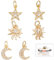 Beebeecraft 12 Stück 3 Stil 18 K vergoldet Sonne Mond Stern Charms Zirkonia Schmuckherstellung Fundings mit Bindering für DIY Armband Halskette Ohrringe Herstellung