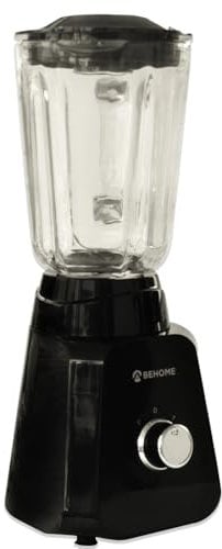 BEHOME Mixer Elettrico con Bicchiere in Vetro 1.5L, Lama in Acciaio Inox | Frullatore con piedini antiscivolo, regolazione velocità 400W e luce LED, per Frullati, Smoothies, Shacker, Sughi, Pappe