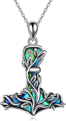 CUPENDA Thor Hammer Halskette Sterling Silber Mjolnir Baum des Lebens Anhänger Nordic Wikinger Schmuck Geschenke für Damen