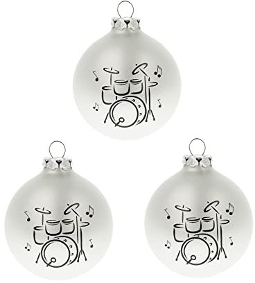 Weihnachtskugeln Schlagzeug - 3er-Set - Schönes Geschenk für Musiker (Silber)