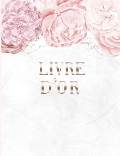 Livre d'or: Pour 200 mots et photos à remplir | Pivoines, fleurs, floral, ivoire, rose, crème, beige, raffiné, élégant, chic | Mariage, EVJF, cérémonie