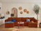 Topaze - 7-Sitzer wohnlandschaft U-Form - schlaffunktion und Bettkasten - Cord Terrakotta