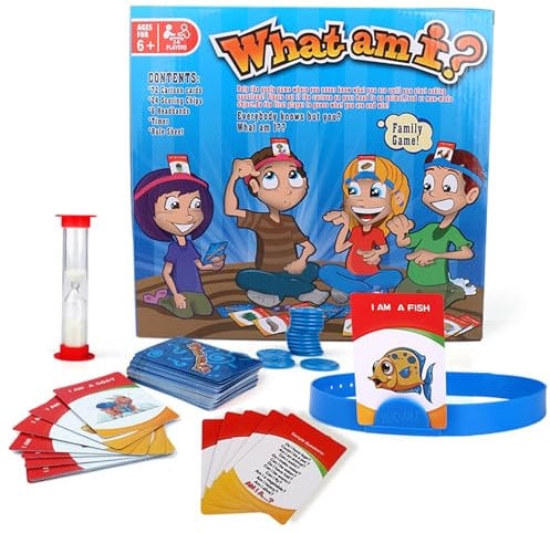 WDEC Juego de Mesa ¿Qué Soy Yo? Juego de Cartas Familiar, Juego de Cartas de Preguntas rápidas Adecuado para Adultos y niños, Clasico Juegos de Mesa Niños parta Jugar en Familia