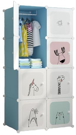 MAGIC SELECT Kinder Kleiderschrank, Modulregal, Kinderkleiderschrank, modularer Organizer, Aufbewahrungsregal für zu Hause, 8 Module, 140x105 cm