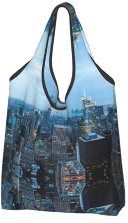 Jmorco New York Fashion City Große wiederverwendbare faltbare Damen-Einkaufstasche Eco Tote Handtasche faltbar Shopper Tasche, New York Fashion City, Einheitsgröße