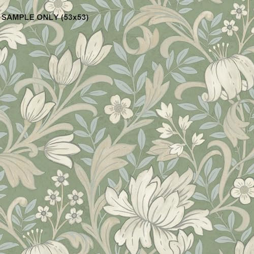Sample Grandeco Marian Sage Green Floral Wallpaper