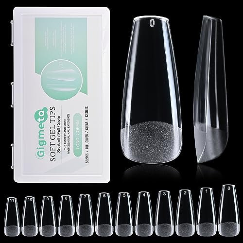 Gigmeta Künstliche Nagel Tips, 552 Stück Nageltips für Gelnägel, Acryl Künstliche Nägel 12 Größen Nageltips für Kunstnägel Fingernägel Set für Nail Art DIY