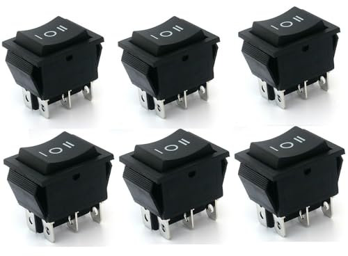 Switian 6 Stücke Wippenschalter 6-polig EIN/AUS/EIN Schwarz Wippe, 250V/16A 20A /125VAC