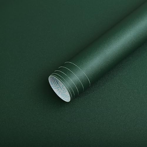 Timeet Peel and Stick Wallpaper Green Matte Blackish Green Contact Paper 40x300cm Self Adhesive Wallpaper Waterproof Sticky Back Plastic Paper Vinyl Film for Living Room Wall Cabinets