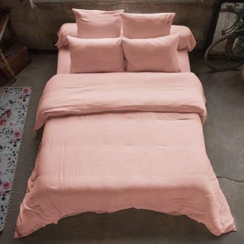 Housse de Couette 240x260 cm en Gaze de Coton Rose