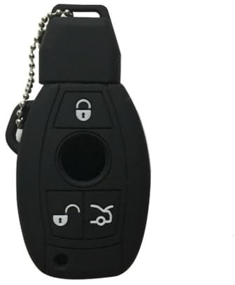 HKSOPC Silikon-Schlüsselhülle für C-Klasse W204 GLC 260 C200 CLA GLA 200 Autoschlüssel W203 W210 W211 W124 Schlüsselanhänger, Schwarz