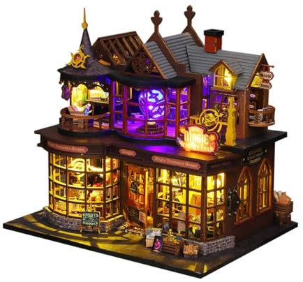 WYFTOY Magisches Schatzhaus DIY Mini Schloss Modell 3D Holzpuzzle Schloss Modell Halloween Magische Reise für Bastler Enthusiasten/Geschenk (Bausatz-Version)