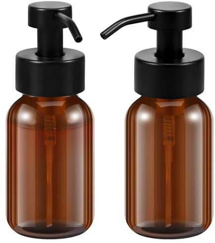 2 Pcs Foaming Soap Dispenser with Pump, Head Glass Foam Soap Dispenser 8oz Foaming Hand Soap Dispenser Refillable Foam Pump Bottle Multifunctional Soap Foam Dispenser for Bathroom