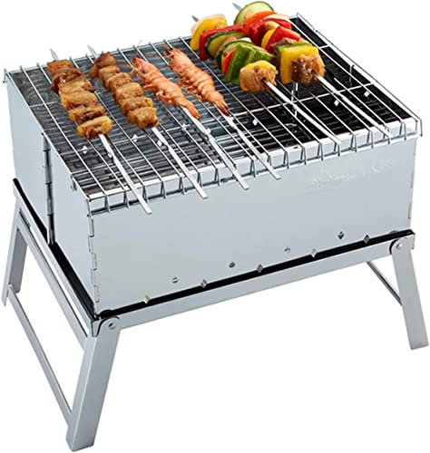 Edelstahl Tragbarer Gasgrill Holzkohle BBQ Grill Klappbar Outdoor Mini Barbecue Grills