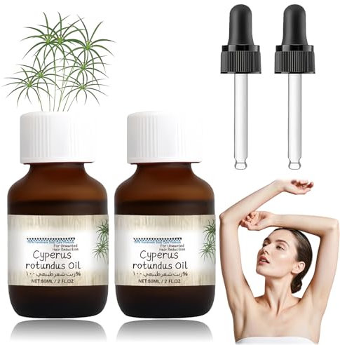 flintronic Cyperus Rotundus Oil, 2PCS Natürliches Pflanzliches Enthaarungsöl, Cyperus Rotundus-Öl Zur Haarentfernung, Zur Reduzierung Des Körperhaarwachstums, Zur Hautpflege, Entspannung Und Pflege