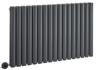 Milano Aruba 1200W Anthracite Horizontal Double Oval Panel Electric Radiator WiFi - 635mm x 1000mm