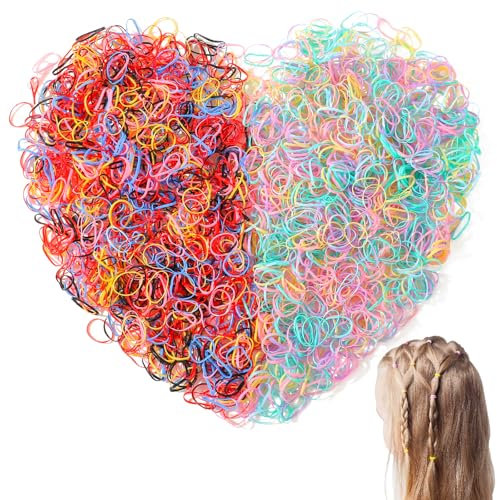 Jollybows 2000 Stück Haar Haargummis, Mini Elastische Bänder, Bunt Gummibänder, Gummi Haarbänder, für Frauen Mädchen Flechten und Tägliche Frisuren