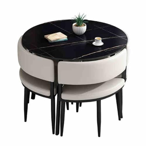 Runde weiße Besprechungstisch Set mit 4 Stühlen 80.0 cm ideal für kleines Büro oder Lounge