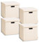 Storanda | 4er Set Aufbewahrungsbox mit Deckel 34x34x33 cm | Breite Griffe auf zwei Seiten | Stabil & Faltbar | Regalbox für Würfelregal | Ideal für Zuhause & Kinderzimmer | Natur