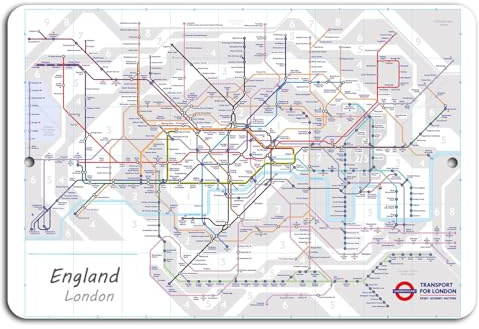 Entdecken Sie London: Kultige U-Bahn-Karte blechschilder retro mit sprüchen vintage home deko 12x8 inch/30x20cm