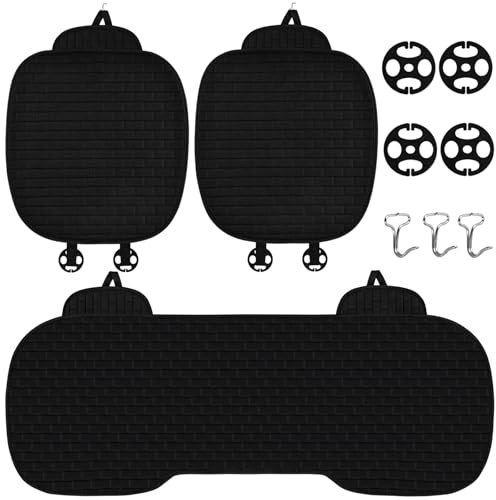 3 Stück Autositzauflage für vorder rückbank, Leinen atmungsaktiv Universal Sitzauflagen rutschfest Auto vorder rückbank sitzschoner, Verschleiß Kratzfest und Flexibel Sitzauflage Auto, schwarz