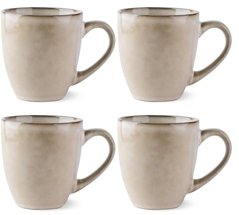 GBHOME Ceramic Coffee Mugs Set of 4, 12oz Stoneware Coffee Mugs Set for Dad Mom Women Men, Light Weight Ceramic Coffee Cups for Latte/Tea/Beer/Hot Cocoa, Dishwasher & Microwave Safe,Cappuccino