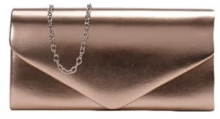 Larcenciel Pochette Champagne, Borse Oro Donna in Pelle Pu con Catena, Elegante Borsa a Mano Clutch a Busta, Borsa a Tracolla Minimalista per Matrimoni, Feste, Prom, Cerimonie, Cocktail, 22x12x5CM