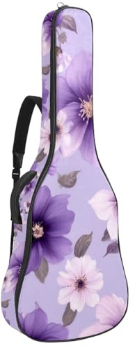 KengjuTesu 43 Zoll Akustikgitarre Softcase mit Rucksackgurt und 2 Taschen Vintage Rose und Gänseblümchen, keine Polsterung, Rucksack, wasserdichtes Oxford-Tuch, Bassgitarre, Gigbag für Konzertgitarren