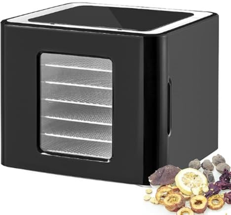 6 Tray Mini Electric Food Dehydrator, Fruit and Meat Dryer Machine, with Digital Adjustable Timer & Temperature Control Food Preserver, LED Touch Control, for Fruit, Meat, Veggies, Pet Snacks