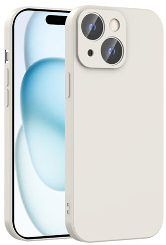 Honara Silicone Case for iPhone 15, Full Camera Protection, Slim Liquid Silicone Phone Bumper Cover, Soft Touch, Antiskid, DustProof, Shockproof, Drop-Resistant, Anti-Scratch Cases (White)