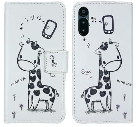 Tnviud PU Flip Leder Tasche Hülle Case Cover Handytasche Schutzhülle Etui Skin Für Solana Saga Seeker Chapter 2 6.36 (Giraffe Design)