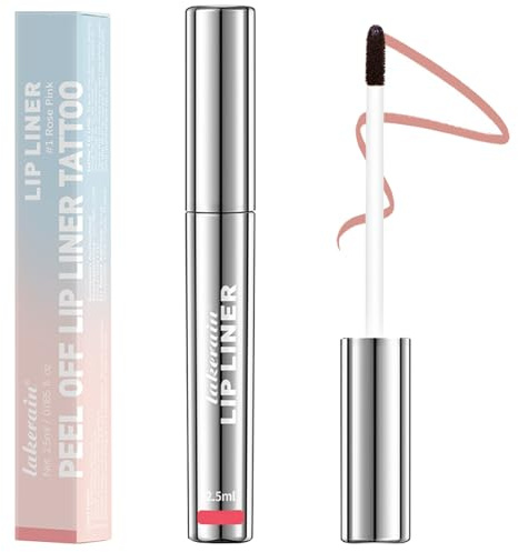 Saituo Home Lip Stain Peel Off, Peel Off Tattoo Lip Liner, Perfilador Labios, Delineador de Labios Pelable de Larga Duración, Lips Tint con Acabado Mate, Impermeable, Lápiz Labial para Mujeres (Rosa)